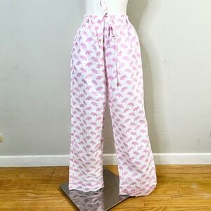 Marigot Pink Sea Turtle Print Cotton Pajama Pants White Large NWT Lounge Sleep